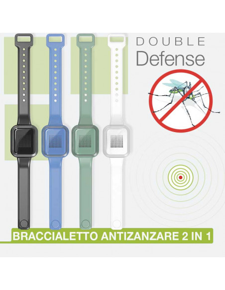 Colpharma Double Defence - Braccialetti antizanzare utrasuoni 2in1