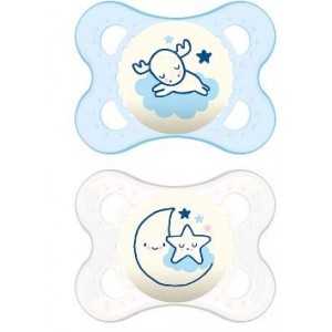 COPPIA SUCCHIETTI NIGHT 2-6 MESI  SILICONE MAM 2