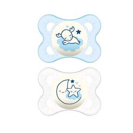 COPPIA SUCCHIETTI NIGHT 2-6 MESI  SILICONE MAM