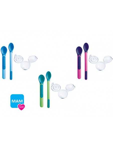 MAM - Set 2 cucchiai termosensibili "Heat Sensitive Spoons&Cover"